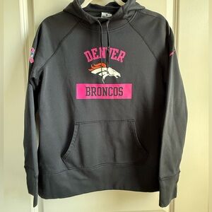 Denver Broncos NFL Kids Black Hoodie Breast Cancer Edition Size Large